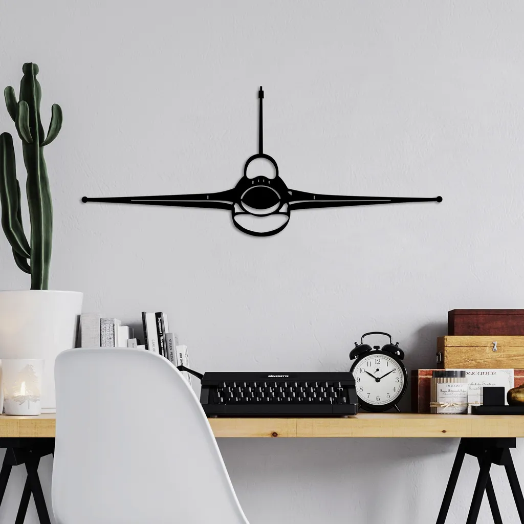 Decorazione da Parete F-16 Wallity Metallo Nero Design Moderno - 1