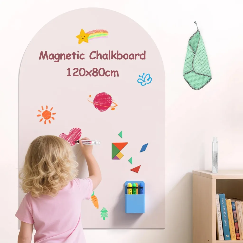 Ardoise murale magnétique forme arche pastel pour écriture craie en PVC
