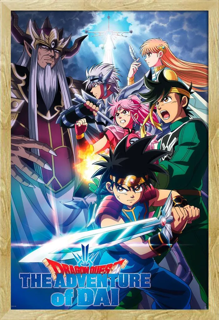 Déco murale Dragon Quest Poster Dai avec cadre amovible hêtre Shinsuke