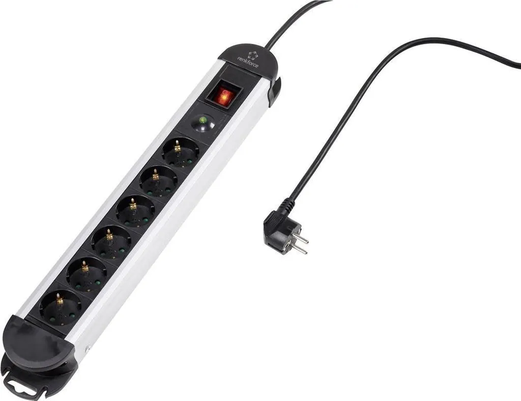 Multiprise Parafoudre 6 Prises Renkforce 1296313 Noire avec Interrupteur