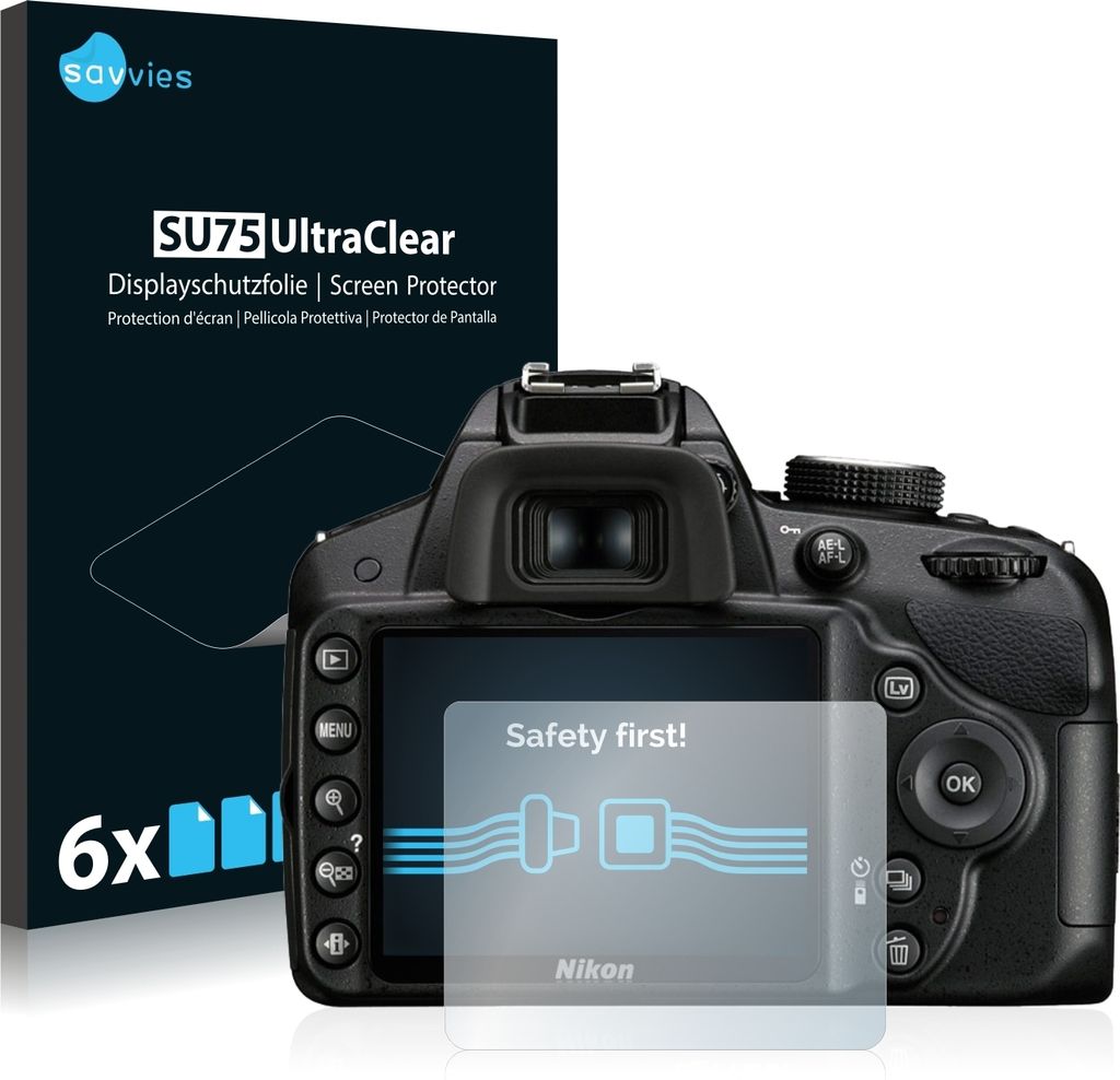 6x Für Nikon D3200 Schutzfolie Savvies Displayschutz Display Schutz Folie Klar Transparent
