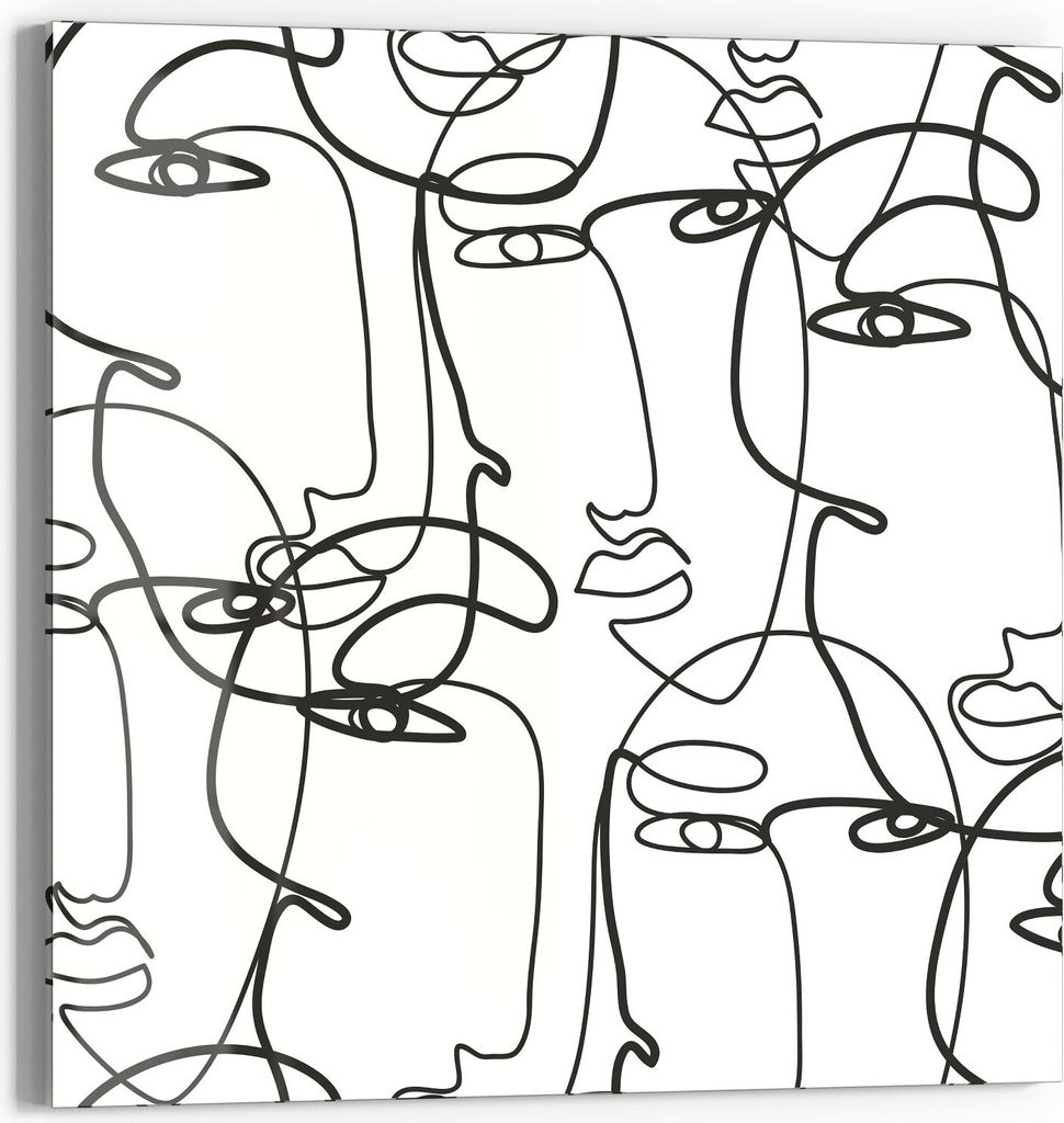 DEQORI Glasbild Echtglas 50x50 cm 'Linien formen Gesichter' Wandbild Bild modern Deko