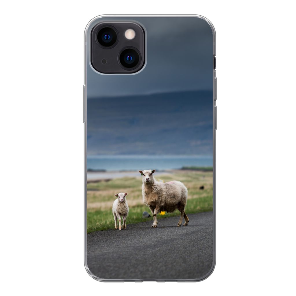MuchoWow Handyhülle Schutzhülle Hülle für iPhone 13 Schaf - Lamm - Sturm Silikon Softcase Handy Hülle - Karteninhaber
