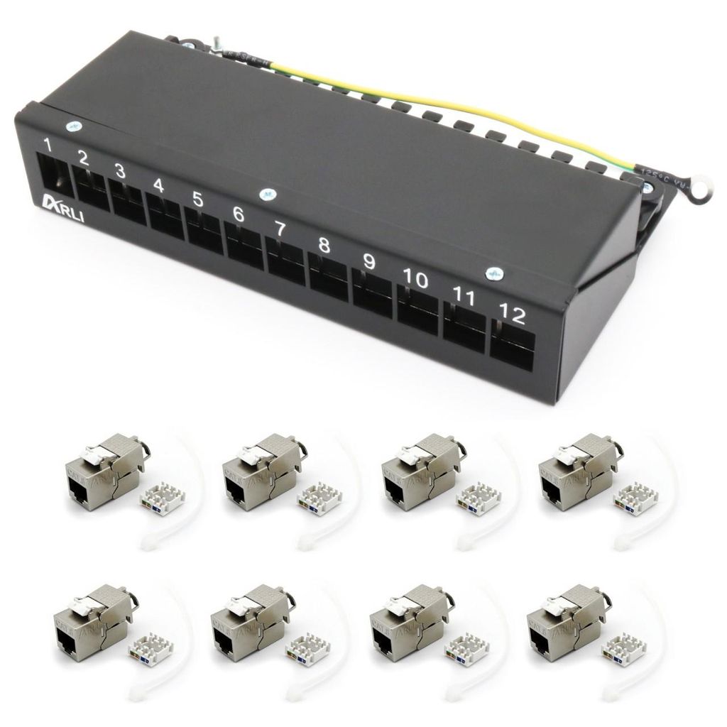 ARLI Patchpanel inkl. 12x Keystone Cat8.1 Module – 12-Port Produktbild 