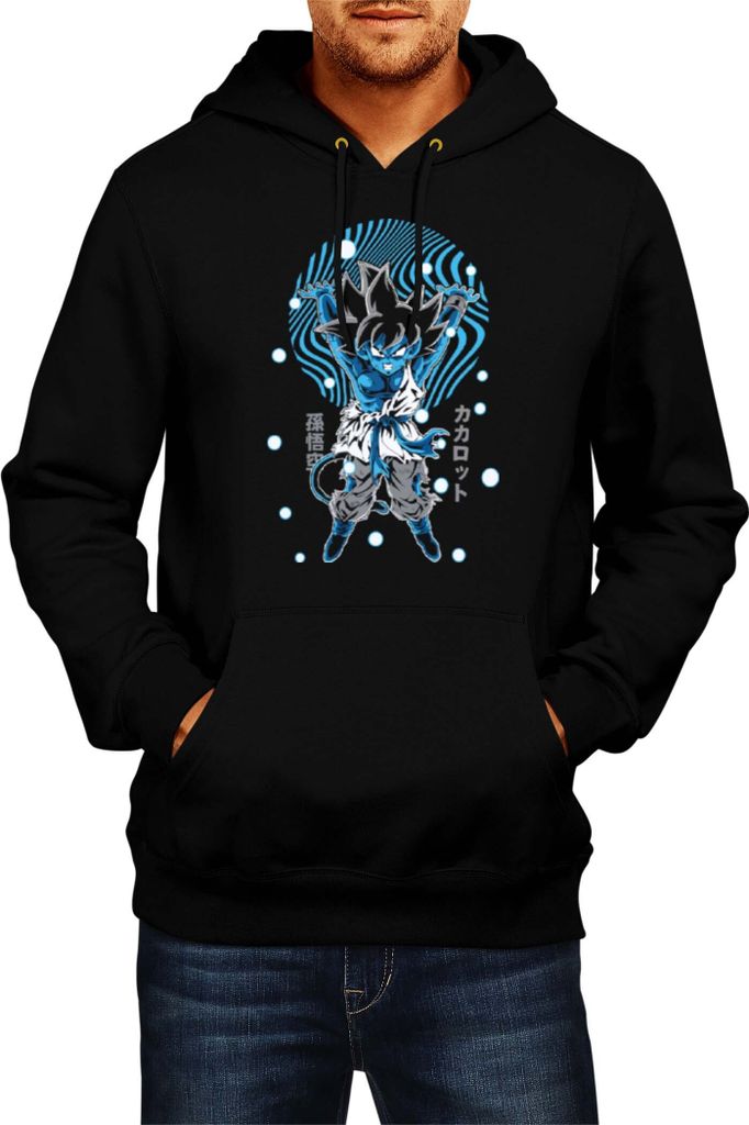 Herren Kapuzenpullover Dragon Anime Manga Ball Z Goku Blue 02, Man XL / Schwarz