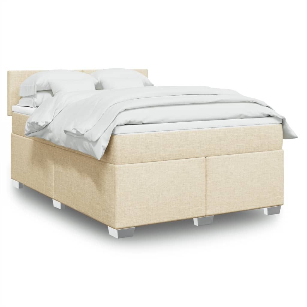 "2026 Promotion" Boxspringbett mit Matratze - Creme 140x200 cm - Stoff - Polsterbett CC14801