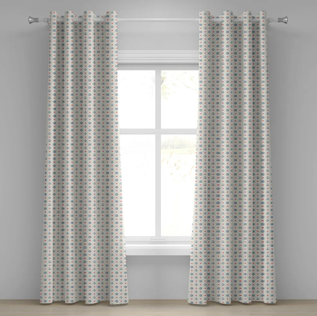 Paire de rideaux décoratifs blancs et bleus à motifs marins 280x175