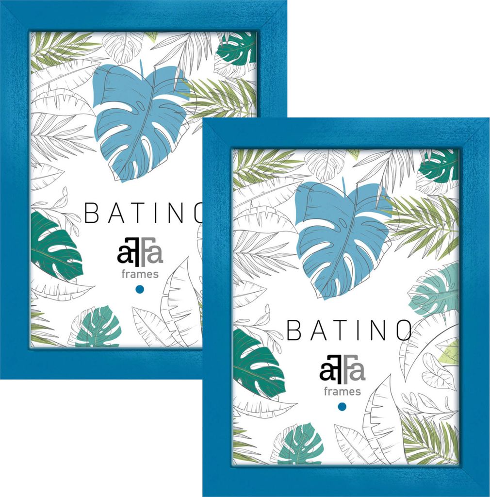 aFFa frames, Batino, Bilderrahmen aus Holz, mit Acrylglasfront, HDF-Hintergrund, Blau, 29,7x42 cm, 2er Set