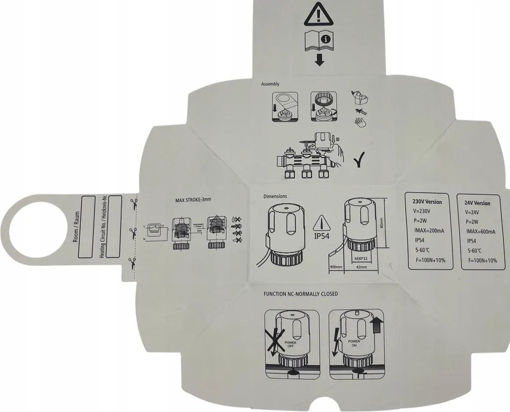 Servomoteur 230V IP54 pour régulation de zone plancher chauffant eau