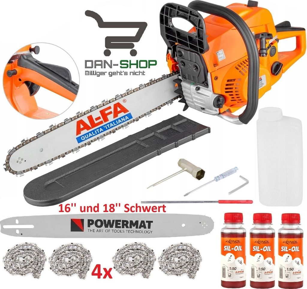 Benzin Kettensäge Motorsäge 4,9PS 52ccm Motorkettensäge Produktbild 1
