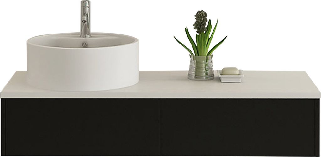 Jet-Line Design Badset Biel schwarz hochglanz Keramikbecken PushOpen Moebel Badezimmer Bäder Badausstattung