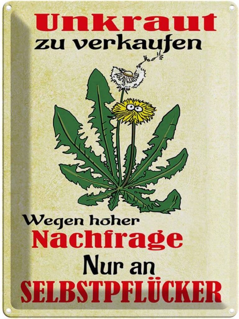 vianmo Blechschild 40x30 cm Unkraut verkaufen Selbstpflücker Spruch Zitat