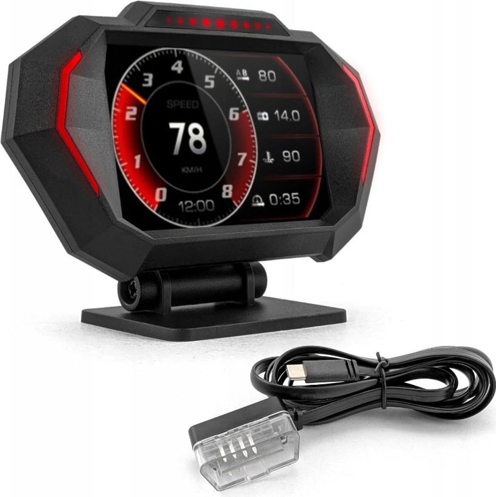 Computer di bordo HUD Display LCD OBDII USB-C GPS Immagine del prodotto 