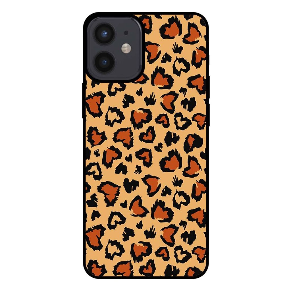 Smartphonica Handyhülle für iPhone 12 Mini mit Tiger-Print - Panther Print Back Cover - Braun