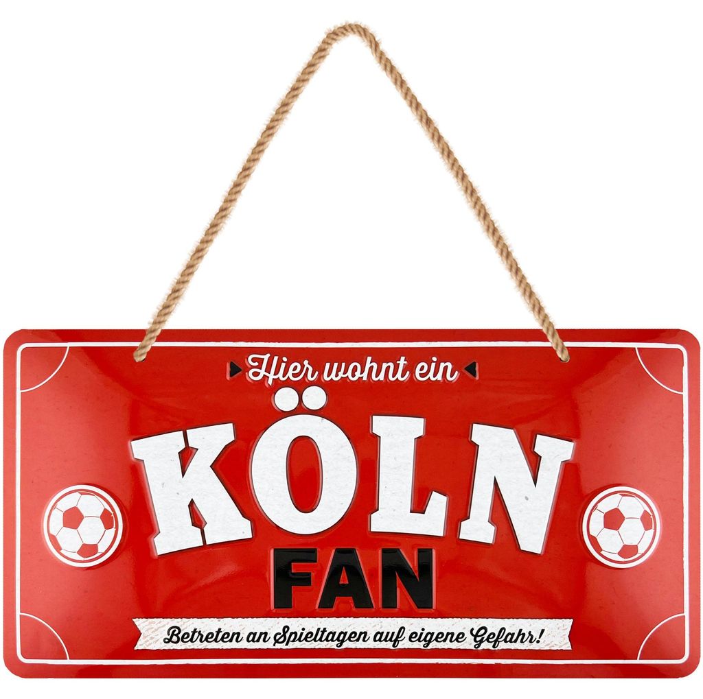 LANOLU Retro Blechschild Hier wohnt ein Köln Fan, Fussball Produktbild 