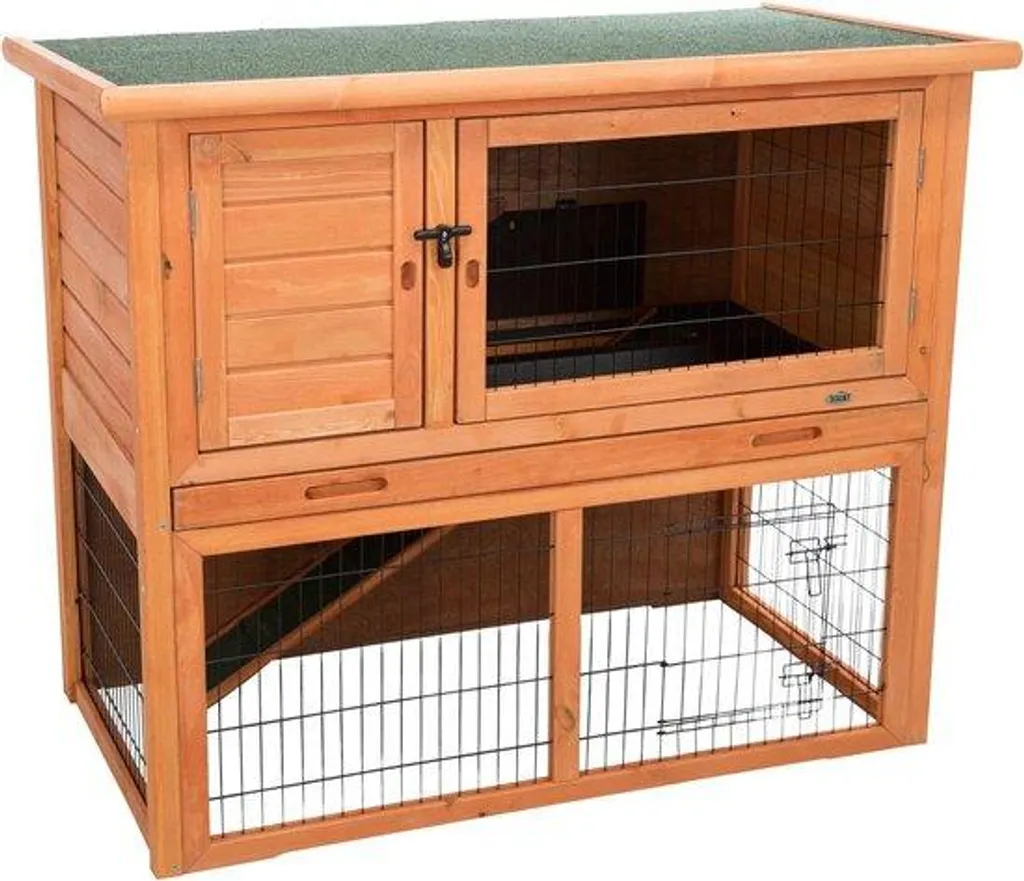 Cage petits animaux double espace avec abri et enclos de jardin