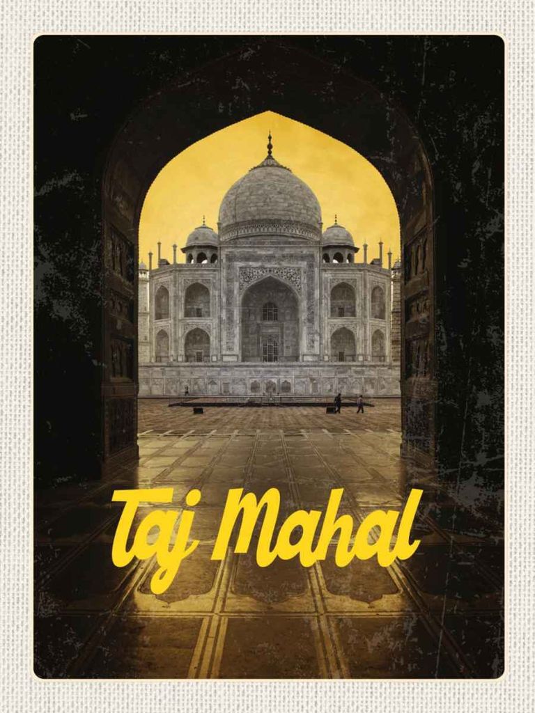 vianmo Holzschild 40x30 cm Indien Islam Taj Mahal Kultur Religiön Bildmotiv Reisemotiv Abenteuer Reisen