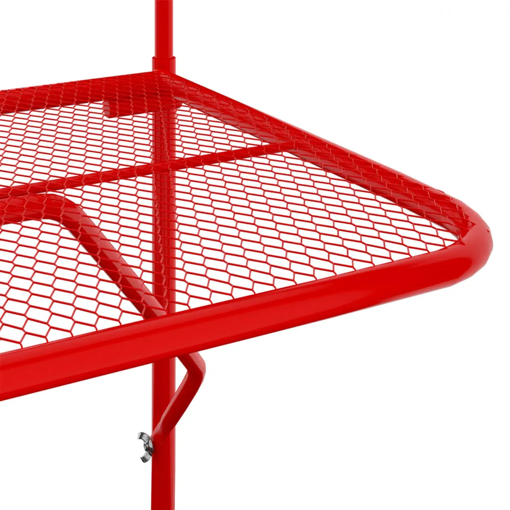 Table d'appoint acier rouge 60x40cm, robuste, idéale petits balcons