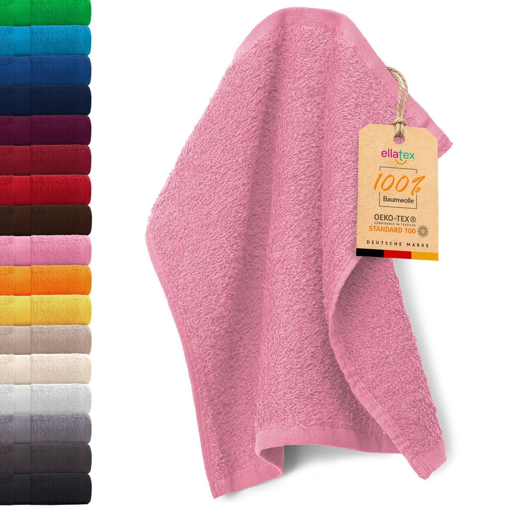 EllaTex PARIS Seiftuch 30x30 cm – 100% Baumwolle, 500 g/m² Frottier, flauschig & saugstark, in Farbe: Rosa