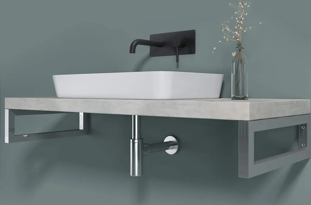Plan de Vasque Hydrofuge Gris Clair 160cm : Solution Murale Inox