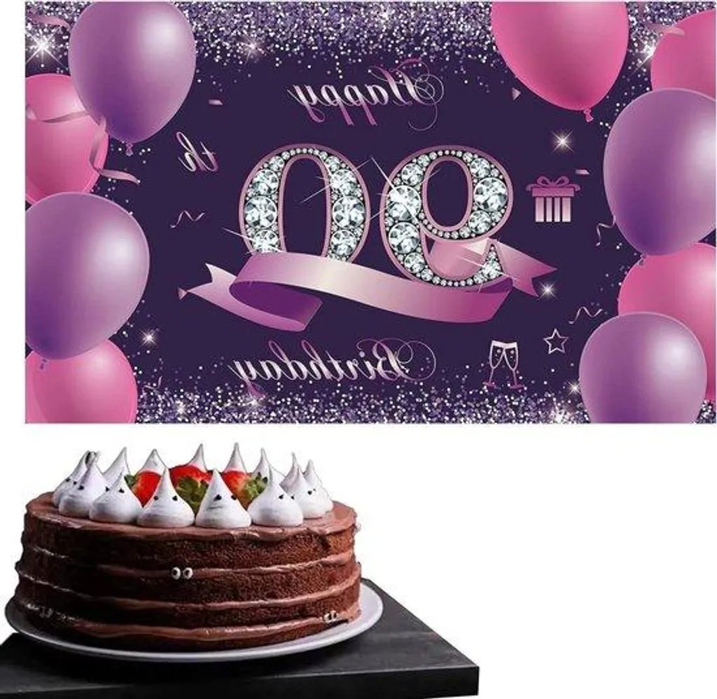 Bannière Anniversaire 90 Ans Noir et Gris en Tissu pour Homme et Femme