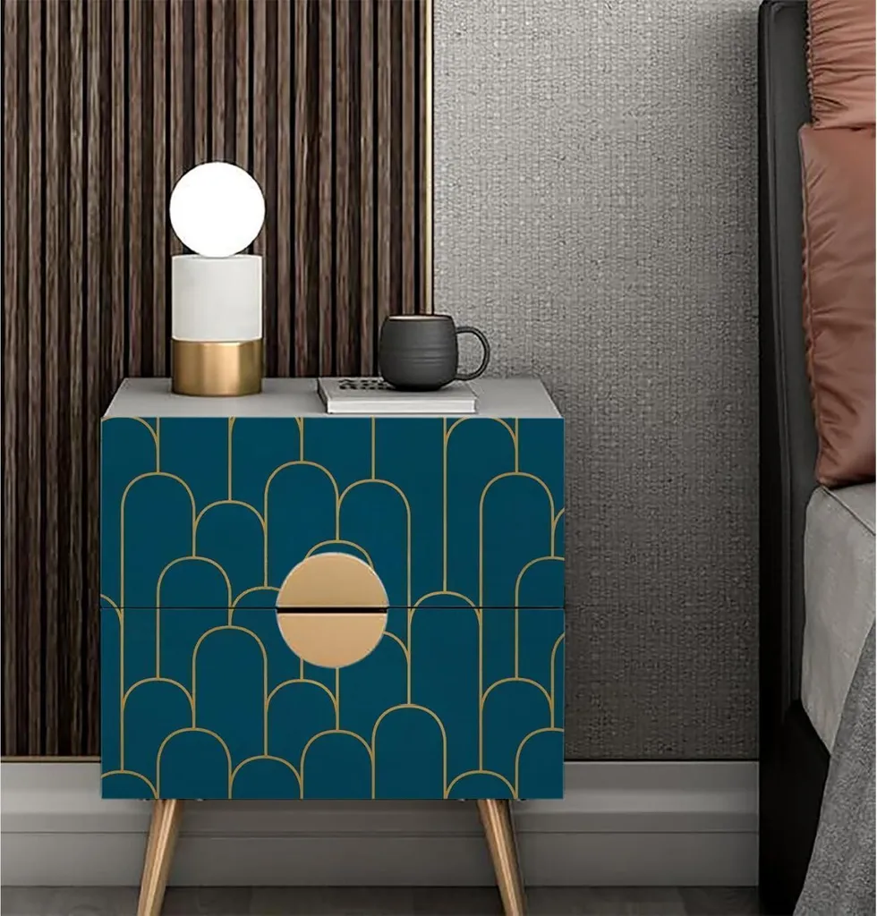 Papier Peint Géométrique Vinyle Imperméable Turquoise Or 44CMx10M Chic - 7