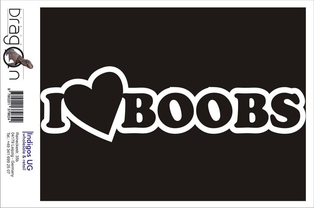 Aufkleber / Autoaufkleber - JDM / Die cut / Auto / OEM - I Love Boobs - 210x60 mm gelb - Heckscheibe / Heckscheibenaufkleber