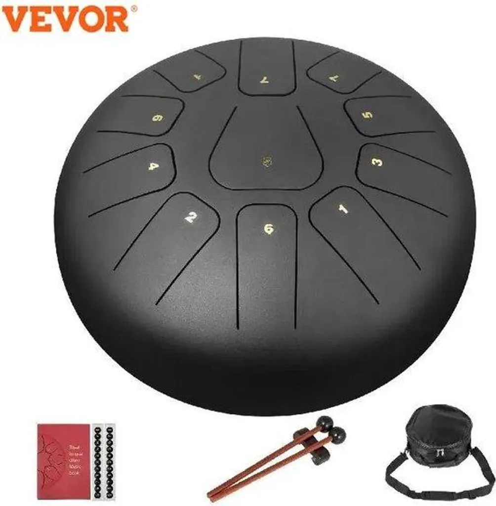 Handpan coulissant 25 cm en acier - 8 notes avec kit d'accessoires