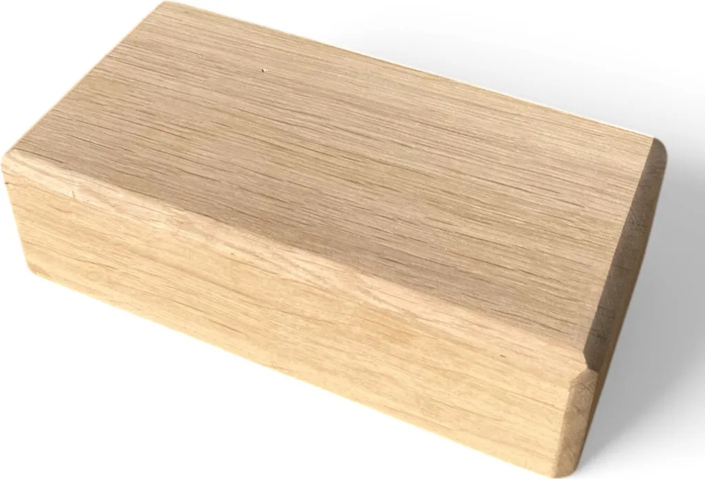 Bloc de yoga en chêne massif 23x12x7cm avec bords arrondis pour Iyengar