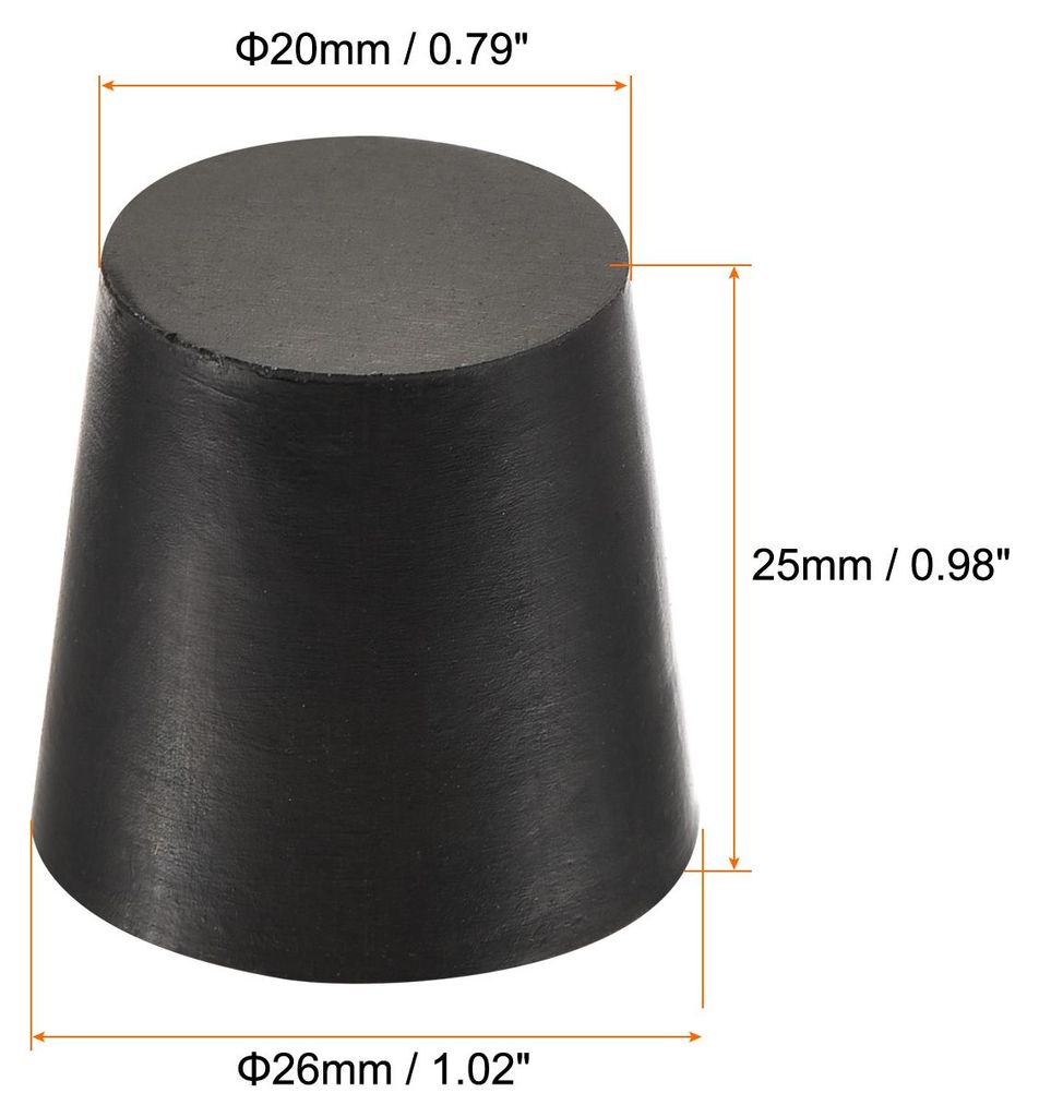 10Stš¹ck Konische Gummikappe 20mm zu 26mm fš¹r Labor Zuhause Schwarz