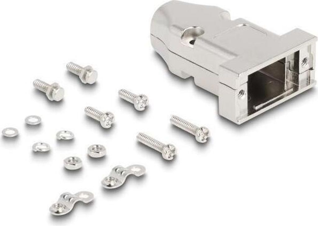 DeLOCK D-Sub Gehäuse für 9 Pin Stecker / Buchse mit Zugentlastung, Kabelschuh, Silber, Kunststoff, D-Sub 9, 31,6 mm, 46,2 mm