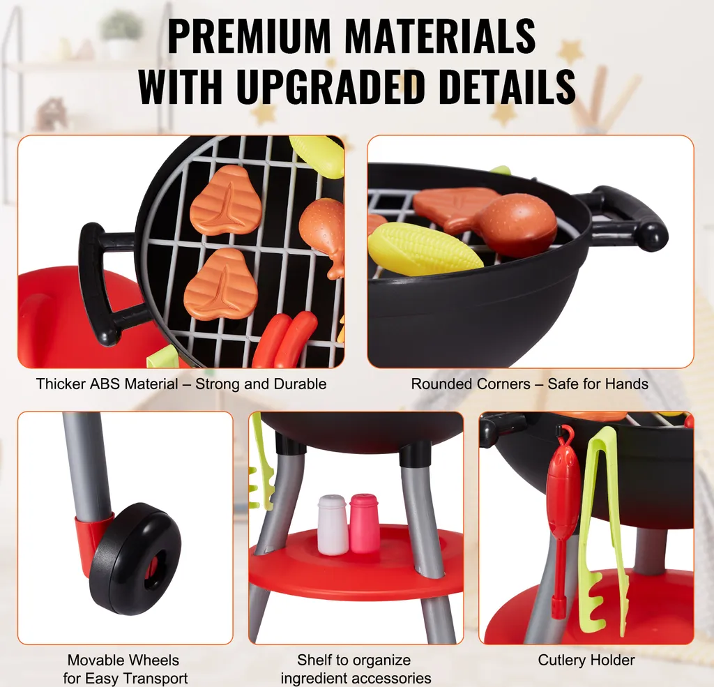 Barbecue Jouet pour Enfant VEVOR avec 28 Accessoires et Cuisine Interactive