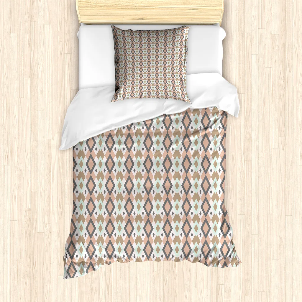 Set Copripiumino ABAKUHAUS Singolo 135x200cm a Rombi Pastello Antiacaro
