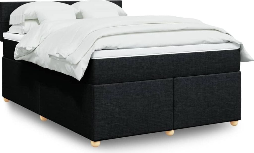 Maison Exclusive - Boxspringbett mit Matratze Schwarz 160x200 cm Stoff