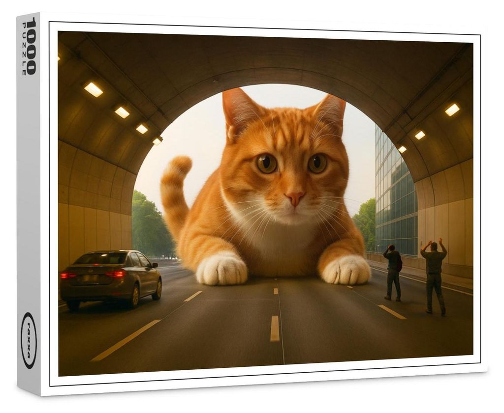 raxxa Premium-Puzzle "Mit Stau ist zu rechnen. Katze im Tunnel", 1000 Teile