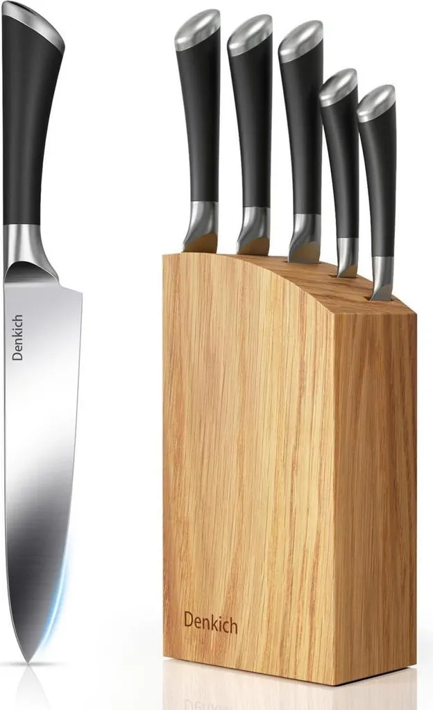 Regala Qualità: Set Coltelli Denkich 6-TLG con Elegante Ceppo Legno