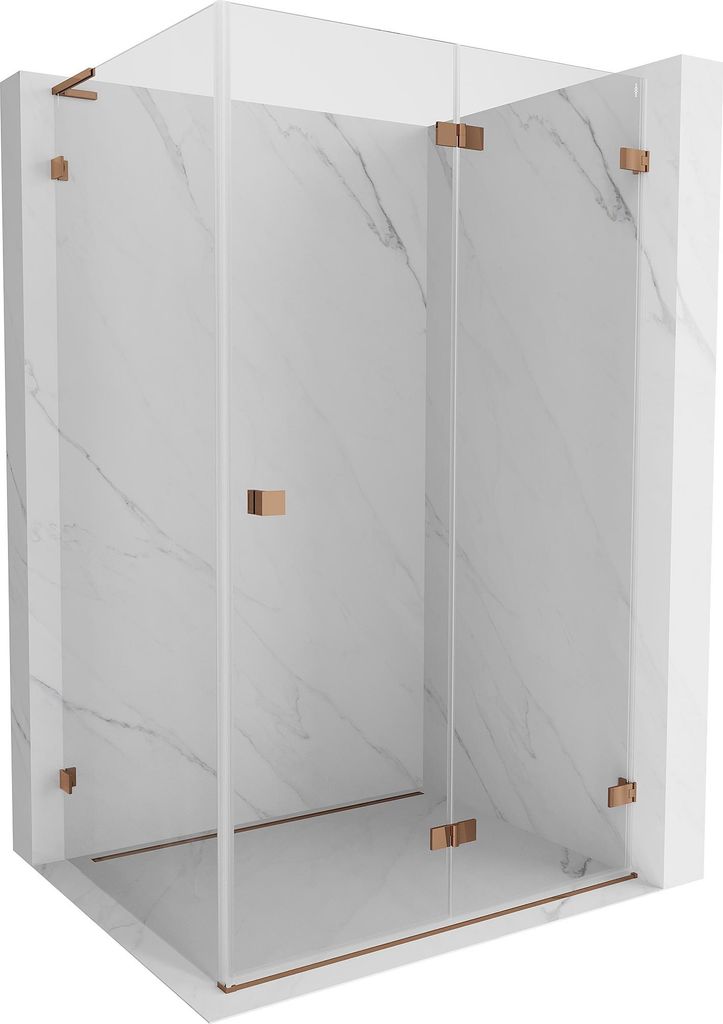Mexen Lunar-F L Falt-Duschkabine rechts 80 x 70 cm, transparent, Roségold - 836L-080-070-60-00-P