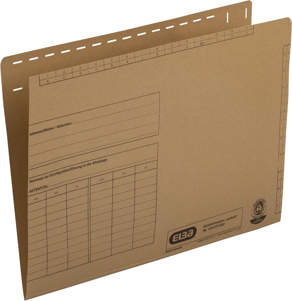 ELBA Einstellmappe mit Organisationsdruck Natronkarton 100 Mappen