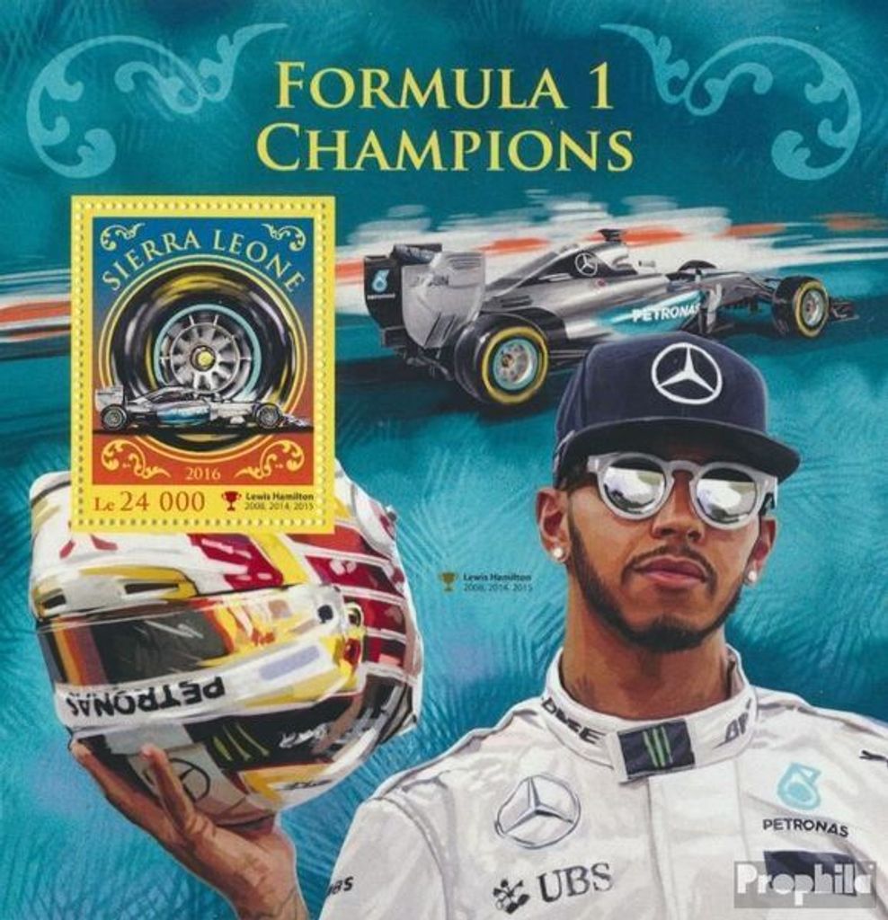 Briefmarken Sierra Leone 2016 Mi Block 1056 (kompl. Ausg.) postfrisch Formel-1-Meister