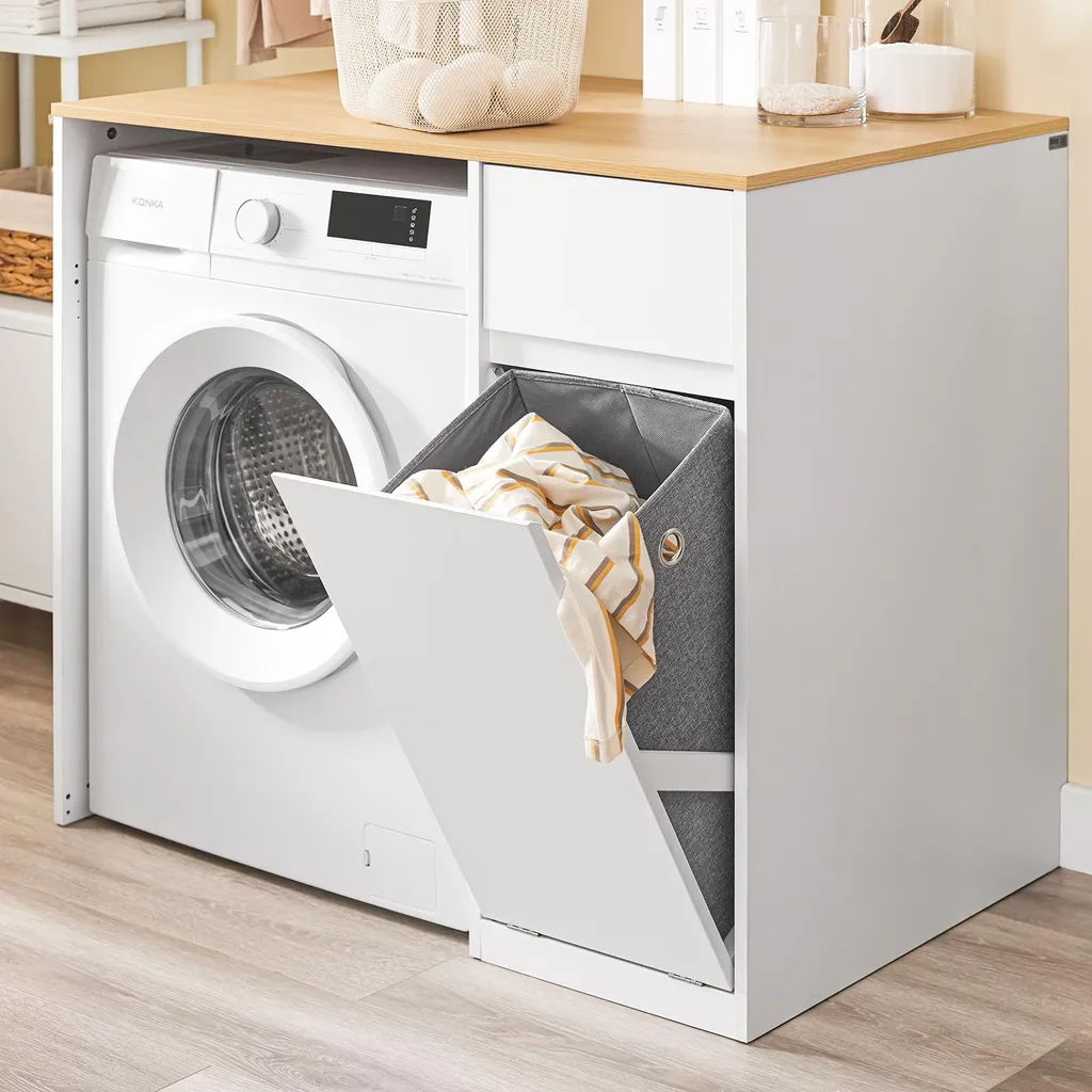 Rangement buanderie compact blanc pour organiser lessive et accessoires - 2