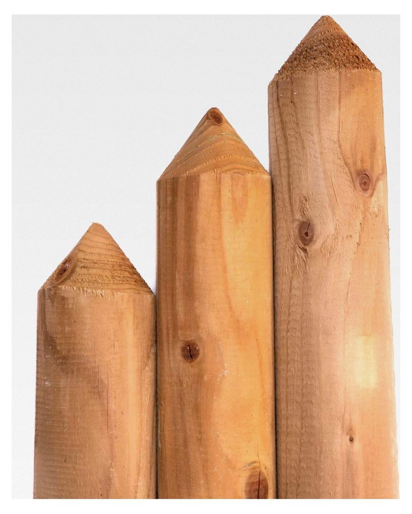 Zaunlatte Typ C aus imprägniertem Kiefernholz 27x60 mm Höhe 100 cm halbrund oben gekegelt