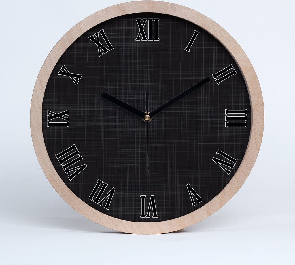 Holzuhr 30fi cm wanduhr - schwarze Spitzen - Leinenfaktur