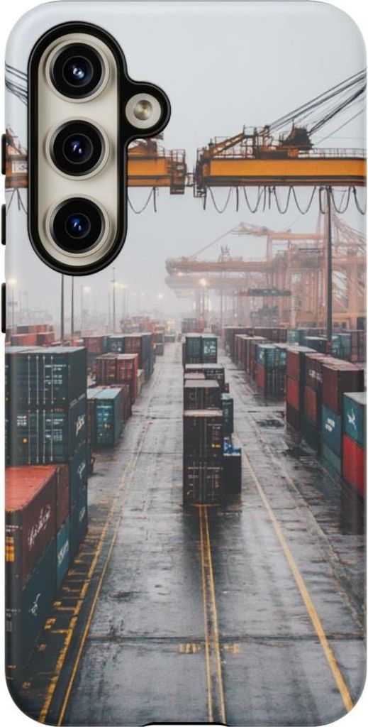 Hafen mit Containern und Kränen – Hülle Kompatibel mit Galaxy S24