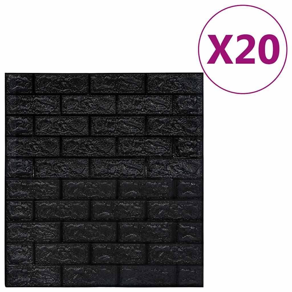 vidaXL 3D tapety Brick Samolepicí 20 ks Černá Obrázek produktu 