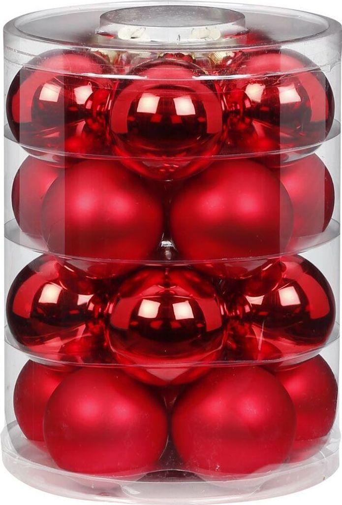 Weihnachtskugeln Glas 6cm, 20 Stück, Farbe:Rot glanz / matt