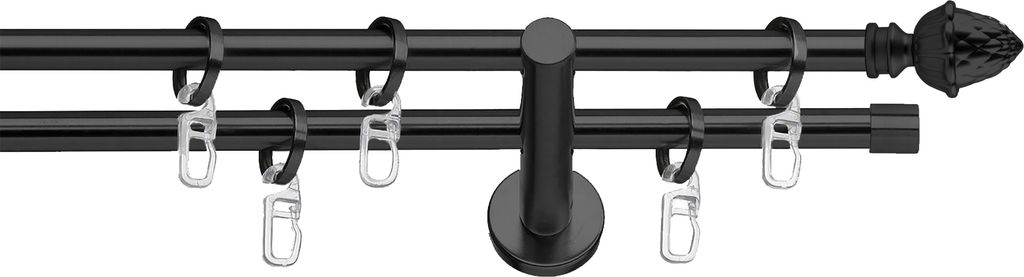SN Deco - Stilgarnitur Nantes, 19 mm, 2-Lauf, schwarz, 160 cm