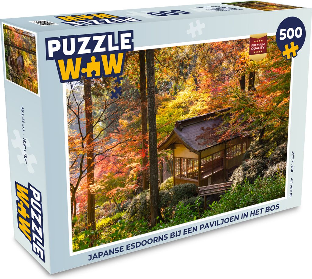 MuchoWow Puzzle 500 Teile Japanische Ahornbäume an einem Pavillon im Wald - 500 Teile - Kinder - Selberbauen - Puzzlespiele