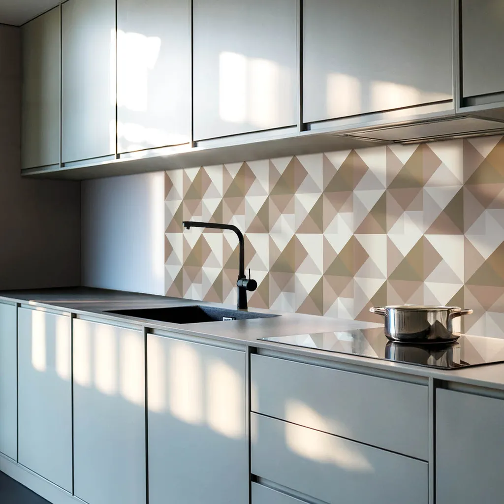 Geometria a triangoli - Piastrelle autoadesive - Piastrelle da parete - Pannelli da parete - Piastrelle autoadesive per il bagno - Piastrelle autoadesive per la cucina - Carta da parati autoadesiva - Decorazione murale - 4 Unità 50 x 50 cm - 2