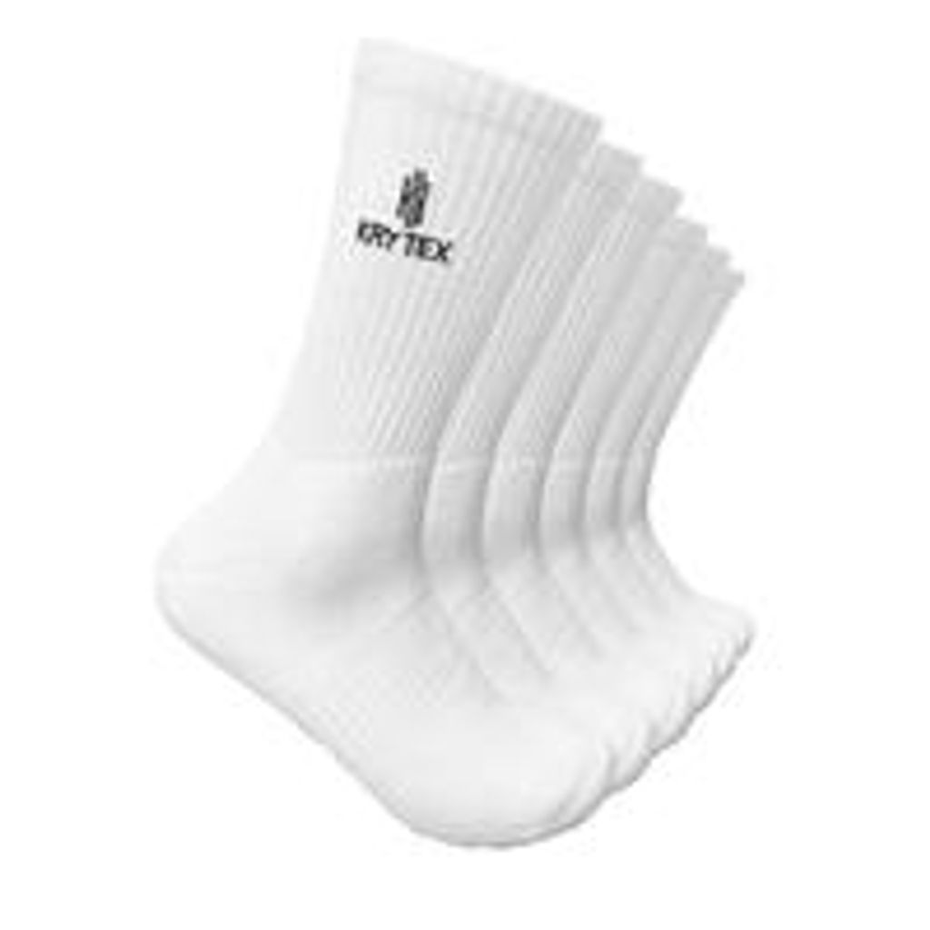 Krytex 6 Paar Performance Sportsocken Tennissocken Atmungsaktiv Verstärkte Ferse und Zehen Feuchtigkeitsableitend Herren Weiß Crew Socken