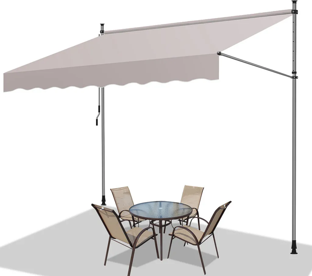 Tenda da sole TolleTour 300x120 cm Tenda da sole per balcone regolabile in altezza con manovella Protezione solare senza forature per terrazze e balconi Beige